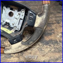 Lot13 RANGE ROVER P38 Steering Wheel Leather Cream Good Ish Wood