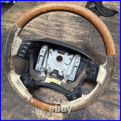 Lot14 RANGE ROVER P38 Steering Wheel Leather Cream Good Ish Wood