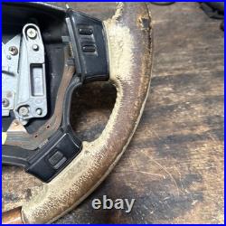 Lot14 RANGE ROVER P38 Steering Wheel Leather Cream Good Ish Wood