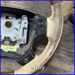 Lot3 RANGE ROVER P38 Steering Wheel Leather Cream Good Wood