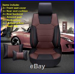 Luxury Microfiber Leather Car Seat Covers Cushions 3 in 1 Rear Row WithPillow Pad