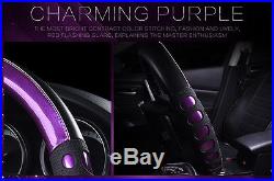 NON SLIP PU Steering Wheel Case Car 38CM Steering Wheel Cover-Leather Purple
