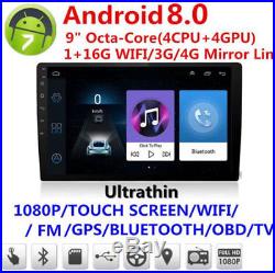 Octa-Core Android 8.1 10.1 2Din Car Stereo Radio GPS Nav Wifi BT DAB OBD 1+16G