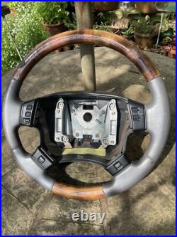 P38 Range Rover Burr Walnut Wood Steering Wheel Oem Autobiography Grey Leather