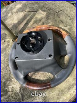 P38 Range Rover Burr Walnut Wood Steering Wheel Oem Autobiography Grey Leather