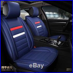 PU Leather Car Seat Cover Cushion Full Front Rear Seat Surround Breathable Blue