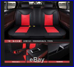 PU Leather+Microfiber Cushion Car Seat Covers Front&Rear Set of 5Seat Car Coffee