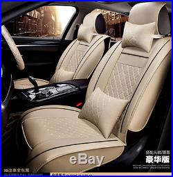 PU leather Soft Car Front Seat Cover Cushion Neck Lumbar Pillow for 5-seats Car