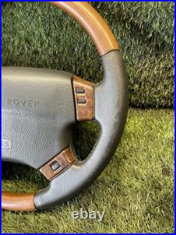 Range Rover P38 Genuine Walnut & Black Leather Steering Wheel Upgrade 94-02