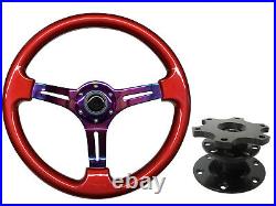 Red Neo Chrome TS Steering Wheel + Quick Release boss 42BK