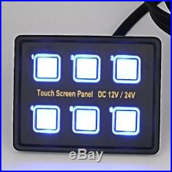 Touch Screen 6 Gang Switch Panel Boat Part Off Shore 12V 24V Blue Marine Yacht