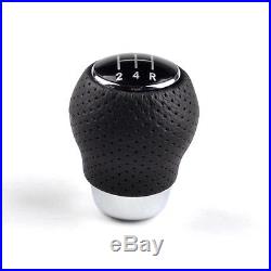 Universal 5-Speed Shift Knob Vehicle Manual Black Leather Gear Shifter Lever