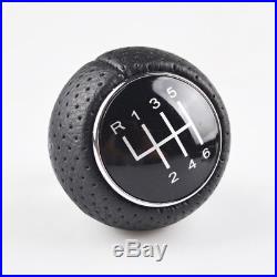 Universal 6-Speed Gear Shift Knob Aluminum Manual Leather Shifter Lever Black