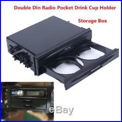 Universal Car Single/Double Din Radio Pocket Kit withDrink-Cup Holder Storage Box