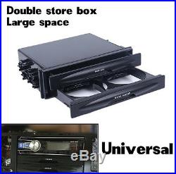 Universal Car Single/Double Din Radio Pocket Kit withDrink-Cup Holder Storage Box