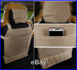 White & Grey WARM WINTER Plush 2 Front Seat Cover Cushions Decoration 138 63 cm