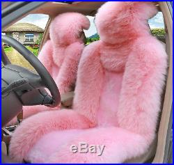 Winter Automobile Decoration Pink Car 2 Front Seat Cover Australian Sheepskin